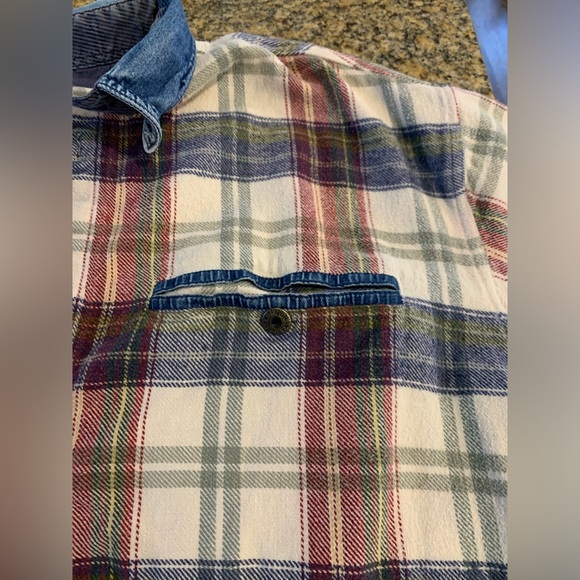 Vintage womens Flannel with Denim collar size large - Picture 4 of 10